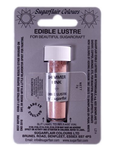 Sugarflair SHIMMER PINK Edible Lustre Dust Powder - Cake decorating shimmer