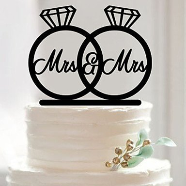 Sher NEW Party Supplies Fondant Cake Decorating Tools Personalized Wedding Rings Mr & Mrs Silhouette Acrylic Cake...