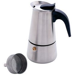 Chefs Secret 4 Cup Surgical Stainless Steel Espresso Maker Brushed 18/8 Stainless Steel Finish