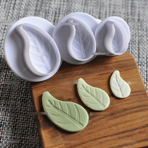 Anyana 3pcs set Leaves Plastic Plunger And Cookie Cutter Cake Mould Tool Kitchen Tool Sugar Paste Baking Mould... N3
