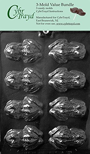 CybrTrayd A126-3BUNDLE Frog Chocolate Candy Mold with Exclusive Copyrighted Chocolate Molding Instructions