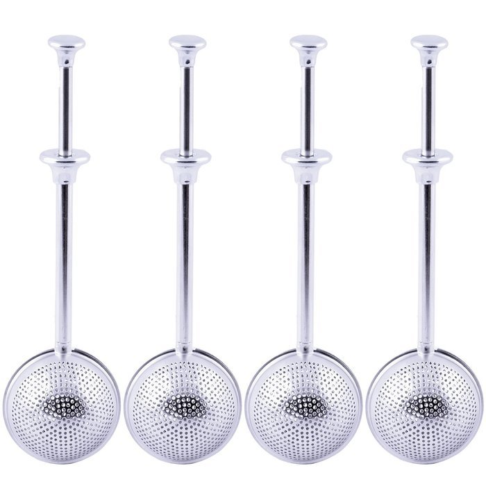 The Friendly Swede Stainless Steel Long Push-Open Handle Tea Infuser, Set of 4 N4