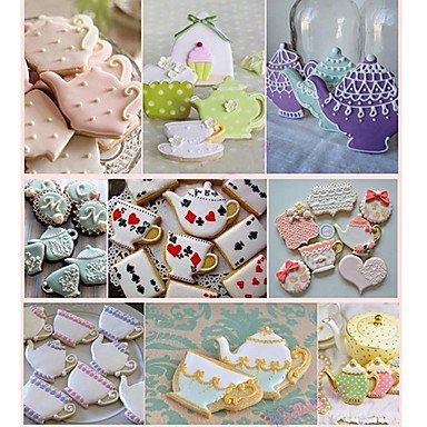 Y&XL&H 2 Pieces Set of Teacup and Teapot Shape Cookie Cutters Fruit Cut Molds Stainless Steel N5