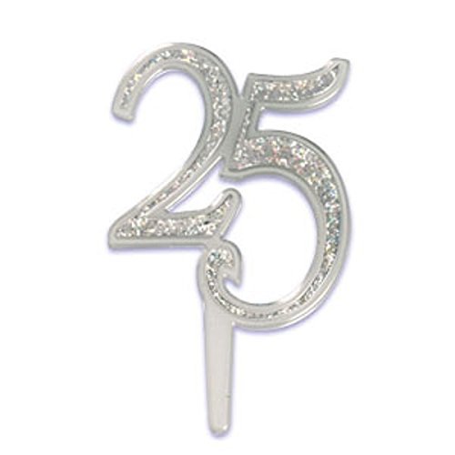 Oasis Supply Beautiful 25 Anniversary Cupcake/Cake Decorating Picks, 3 1/2-Inch, Silver, Set of 12