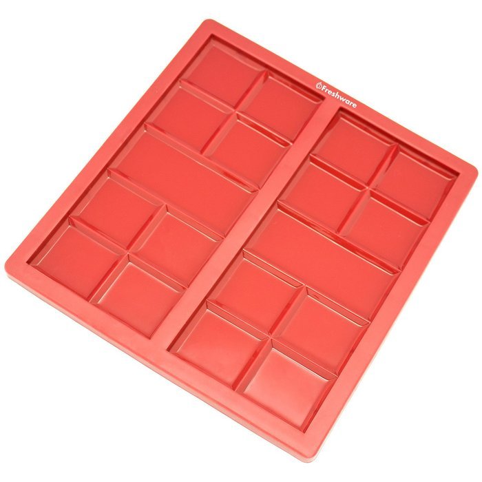 Freshware CB-810RD 2-Cavity Silicone Mold for Making Break-Apart Chocolate Bars, Protein and Energy Bites, and... N3