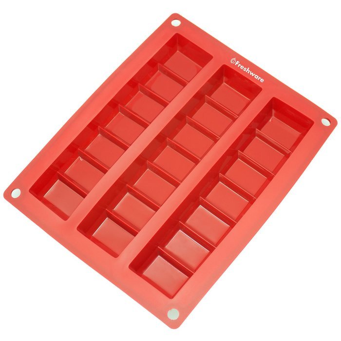 Freshware CB-810RD 2-Cavity Silicone Mold for Making Break-Apart Chocolate Bars, Protein and Energy Bites, and... N5