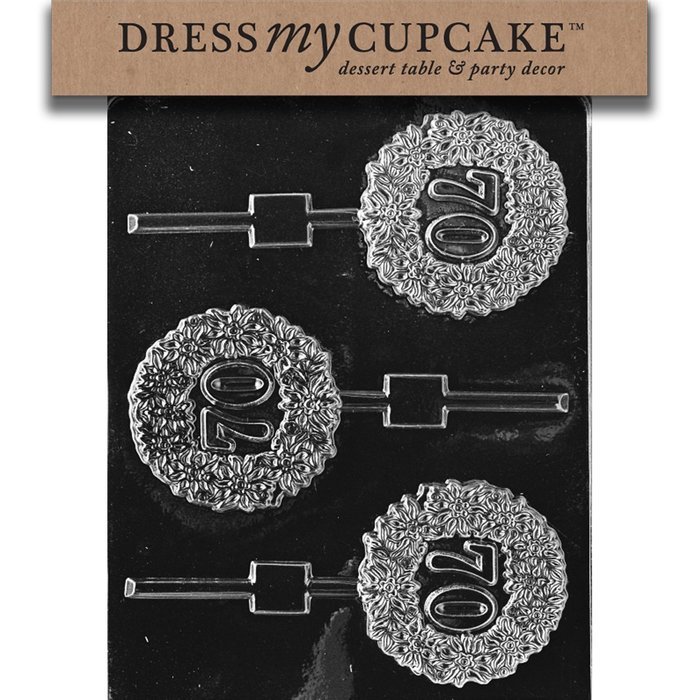 Dress My Cupcake Chocolate Candy Mold, 70th Lollipop