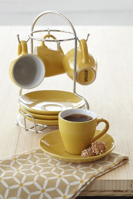 IMUSA, A120-22178, Espresso Set with Rack, 8 Piece, Yellow N2