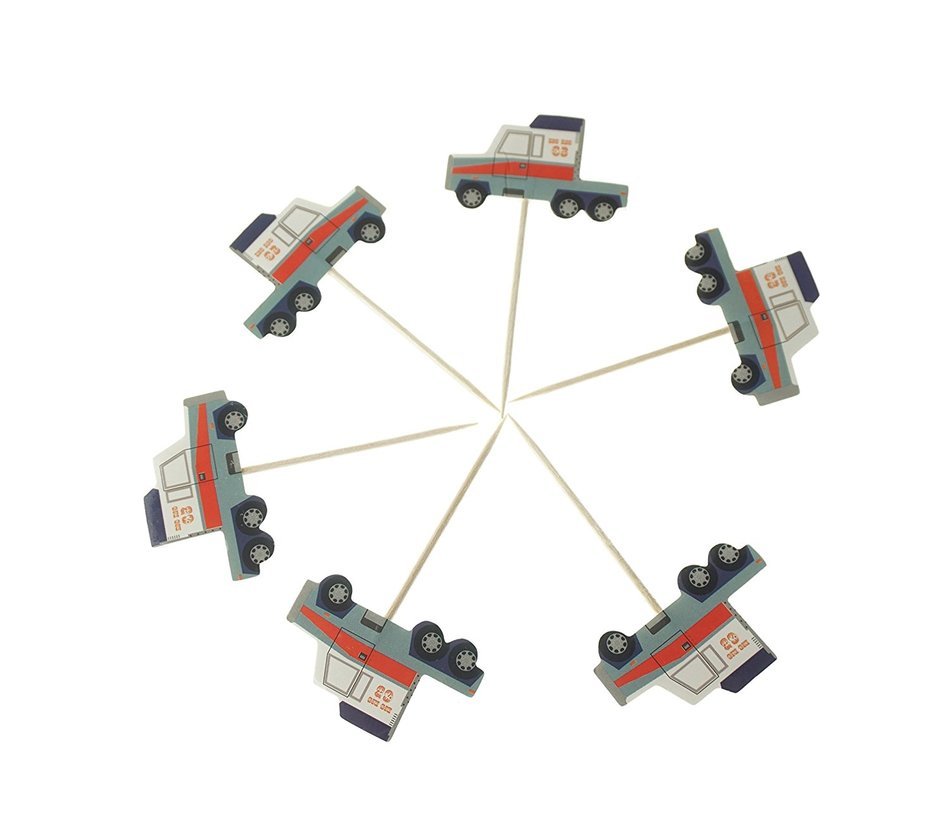 Bilipala 24pcs Automobile Tractor Cupcake Toppers Picks, Puffy Picks, Cake Decoration N3