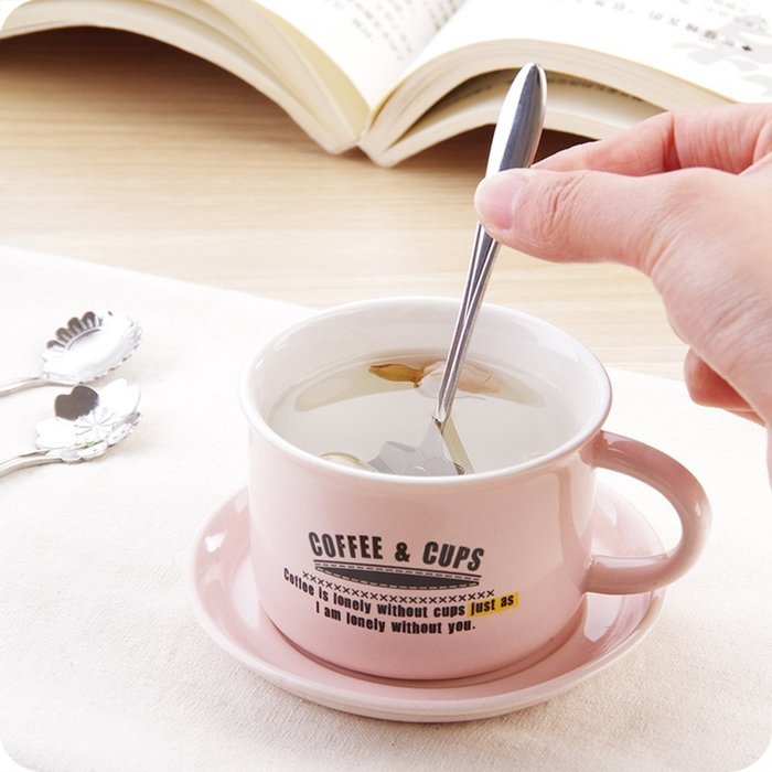 Freedi 4pcs Flower Pattern Stainless Steel Coffee Mixing Spoon Tea Dessert Soup Stirring Spoons 5-Inch N5