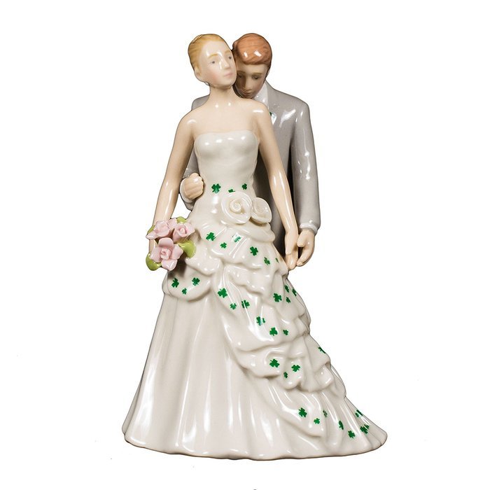 Shamrock Bride and Groom White Porcelain Wedding Cake Topper - 6 N3