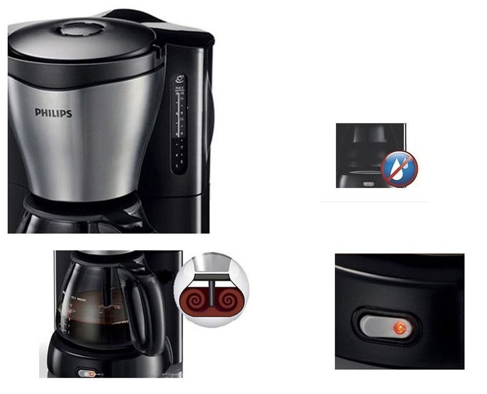 Philips HD7564 Tea Coffee Maker Pemanent Filter 15 Cup Metal Black N2