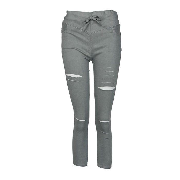 PHOTNO Women Skinny Ripped Pants High Waist Stretch Slim Pencil Trousers N20