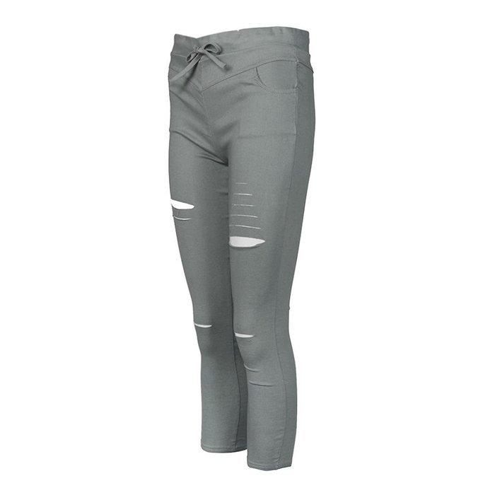 PHOTNO Women Skinny Ripped Pants High Waist Stretch Slim Pencil Trousers N21