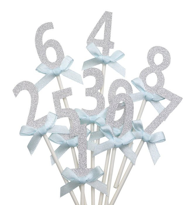 PuTwo 20 Counts Wedding Cake Decorating Frozen Cupcake Toppers Toothpicks, Sliver/Blue/Snow N86