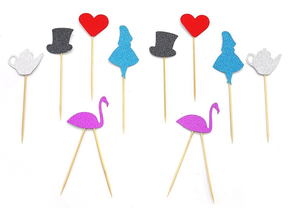 PuTwo 20 Counts Wedding Cake Decorating Frozen Cupcake Toppers Toothpicks, Sliver/Blue/Snow N89