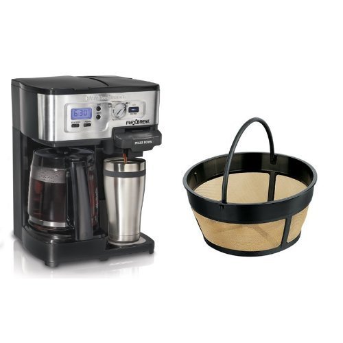 Hamilton Beach FlexBrew 49983A Single Serve / Full Pot Coffee Maker and Hamilton Beach 80675 Permanent Gold Tone...
