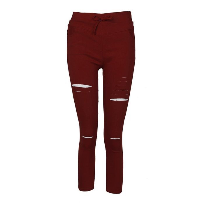 PHOTNO Women Skinny Ripped Pants High Waist Stretch Slim Pencil Trousers N27
