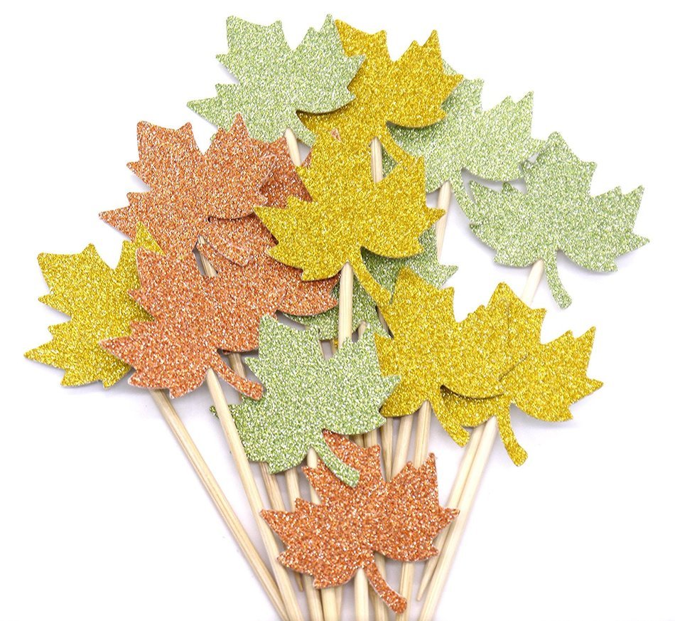 PuTwo 20 Counts Wedding Cake Decorating Frozen Cupcake Toppers Toothpicks, Sliver/Blue/Snow N93