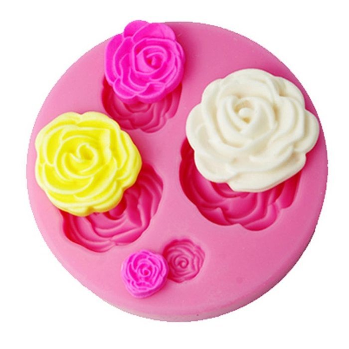 FOUR-C Fondant Decorating Mould 3d Rose Cake Decorating Supplies Color Pink N3