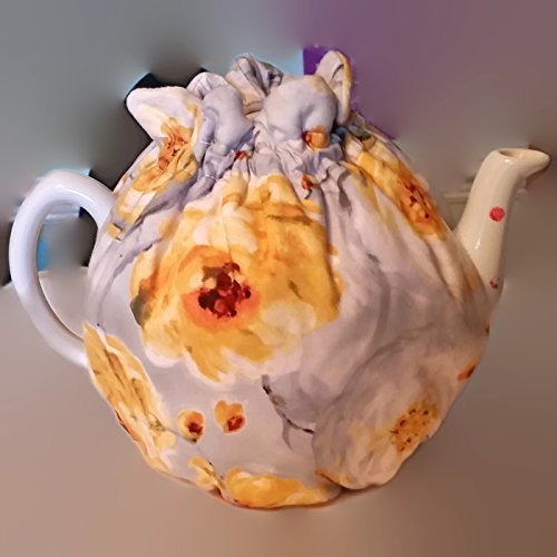 Teapot Cozy with Yellow and White Flowers on silver for 5-8 cup teapot #409