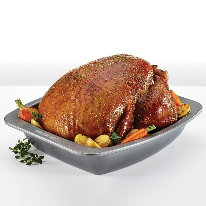 Circulon Nonstick Bakeware 16-1/2-Inch x 14-Inch Roaster with Self Rack, Gray