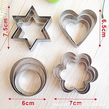 Y&XL&H 12pc stainless steel cookie cutter round stars heart flower shaped biscuits mold for DIY cake kitchen tools