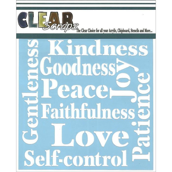 Clear Scraps CSSM6-FRUIT Translucent Plastic Film Stencil, Fruit of The Spirit, 6-Inch x 6-Inch
