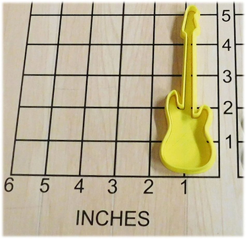 Fender Bass Guitar Shape Fondant Cookie Cutter and Stamp #1034