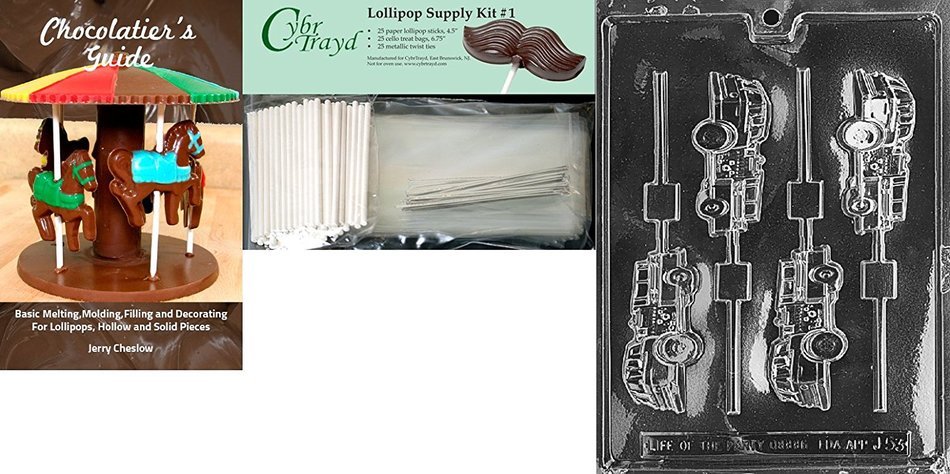 Cybrtrayd J053 Fire Truck Lolly Chocolate Candy Mold with Exclusive Cybrtrayd Copyrighted Chocolate Molding Instructions N5