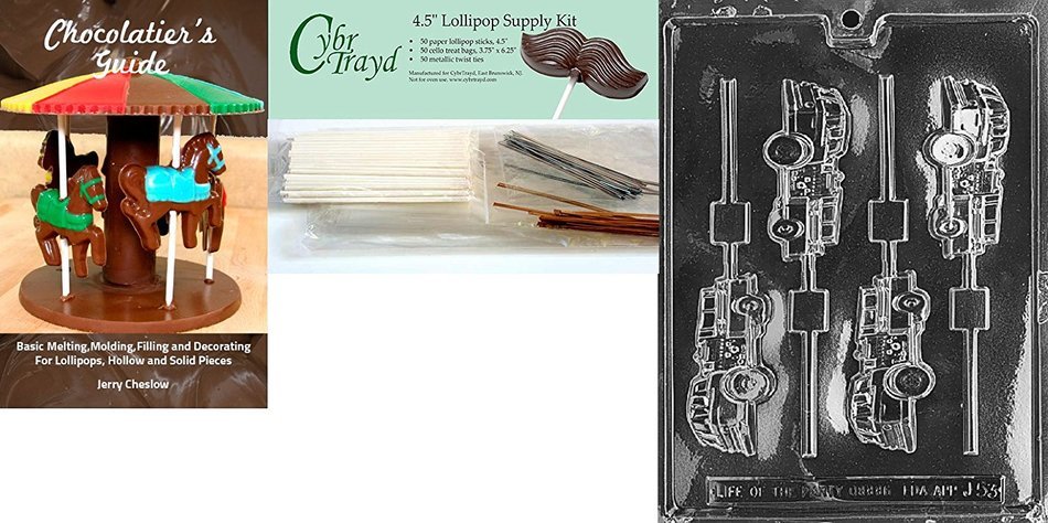 Cybrtrayd J053 Fire Truck Lolly Chocolate Candy Mold with Exclusive Cybrtrayd Copyrighted Chocolate Molding Instructions N6