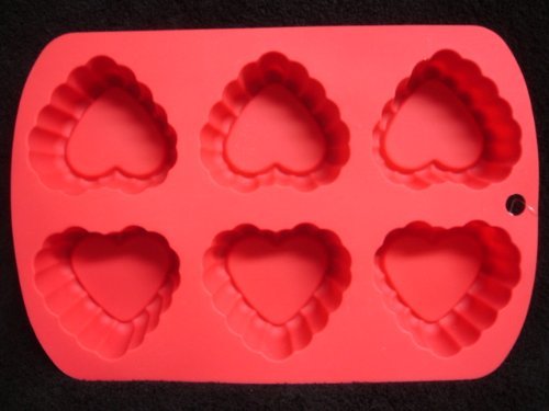 Red Silicone Heart-Shaped Muffin Pan