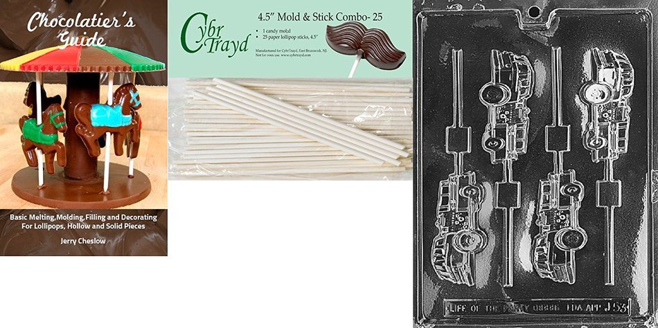 Cybrtrayd J053 Fire Truck Lolly Chocolate Candy Mold with Exclusive Cybrtrayd Copyrighted Chocolate Molding Instructions N7