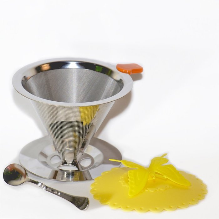 Stainless Steel Pour Over Coffee Dripper by Koffie, Permanent, Reusable Paperless Coffee Filter with Coffee Spoon... N2