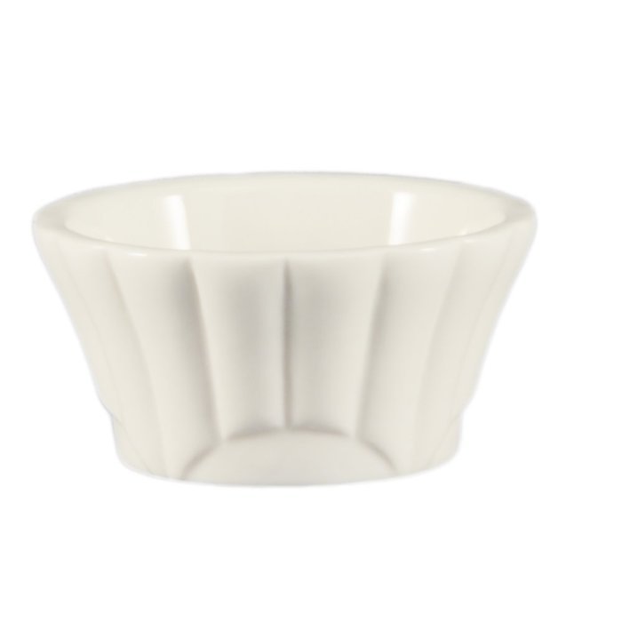 CAC China Accessories 3-1/2-Inch by 1-1/2-Inch 4-Ounce Super White Porcelain Floral Ramekin, Box of 48