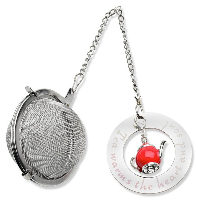 Best Tea Ball Infuser with Teapot Charm and Stainless Steel Disc &ndash; &ldquo;Tea Warms the Heart and Soul&rdquo; - Stainless...