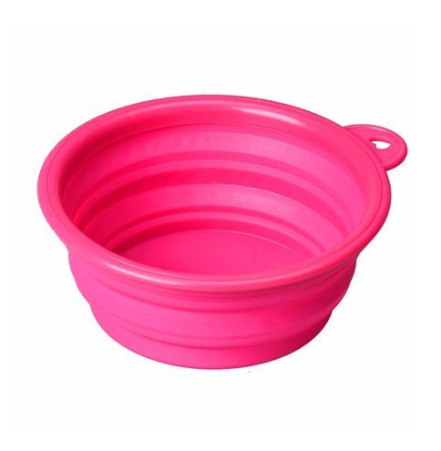 EC Life@ S&S Eco-friendly Dog Cat Pet Collapsible Travel Feeding Foldable Silicone Bowl(small bowl) (pink) N5