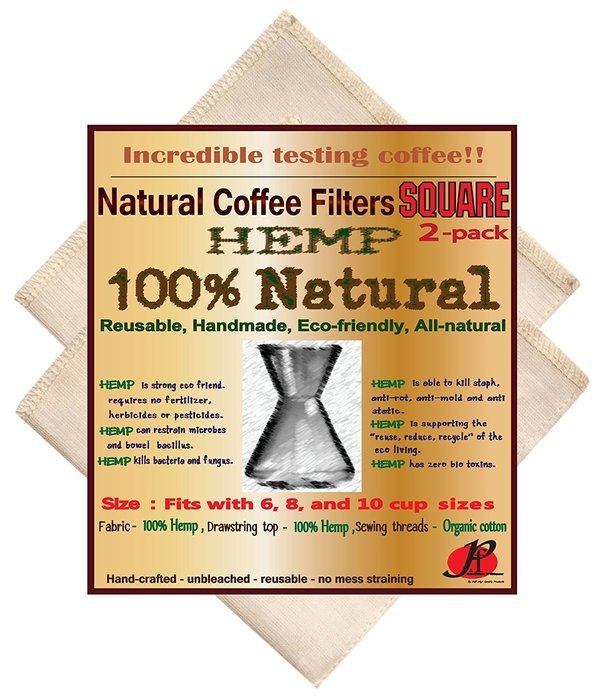 Reusable Coffee Filters for Chemex ,No Harmful Chemical ,All Natural ,2 Pack of P&F Square Shaped Filters N3