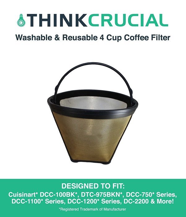 Cuisinart GTF-4 GTF4 Gold Tone Washable & Reusable Coffee Filter for Cuisinart 4-Cup Coffeemakers; Designed &...