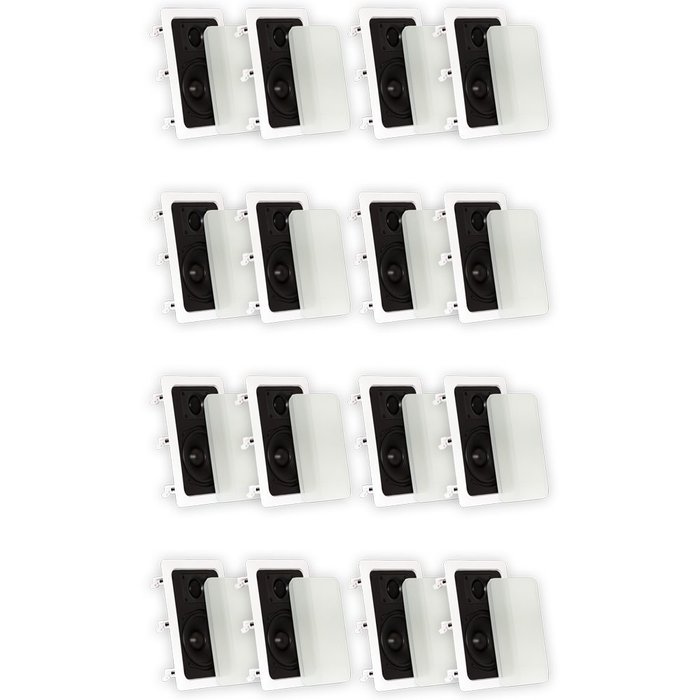 Theater Solutions TS50W In Wall Speakers Surround Sound Home Theater 8 Pair Pack