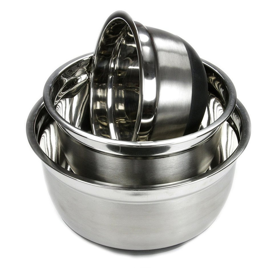 Chef Craft 42040 Nonskid Mixing Bowl Set, Silver