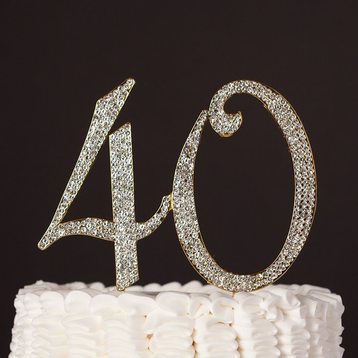 40 & Fabulous Cake Topper for 40th Birthday Silver Metal Party Decoration Ideas (40 and Fabulous Silver) N10