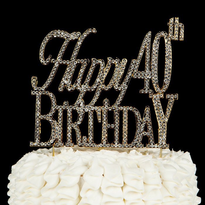 40 & Fabulous Cake Topper for 40th Birthday Silver Metal Party Decoration Ideas (40 and Fabulous Silver) N13