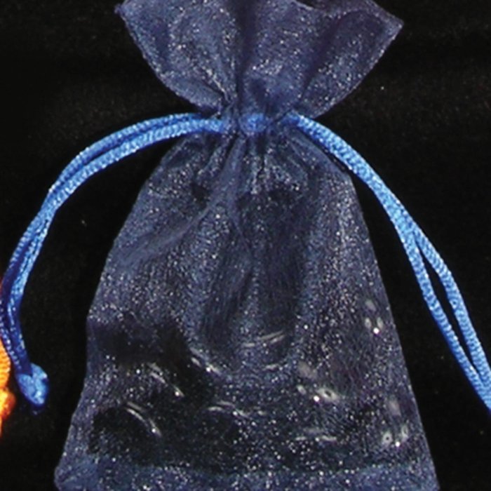 Set of 1 Tall Tie Gift Bags- Navy Blue Sheer Organza 12.5"