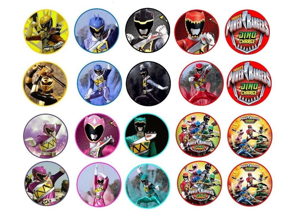 20 Power Rangers Dino Charge Edible Image Cookie or Cupcake Topppers ...