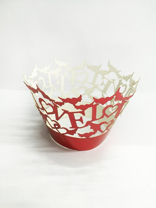 HUAL Cupcake Wrappers 50 Filigree Artistic Bake Cake Mirror Paper Cups LOVE Lace Laser Cut Liner Baking Cup Muffin... N11