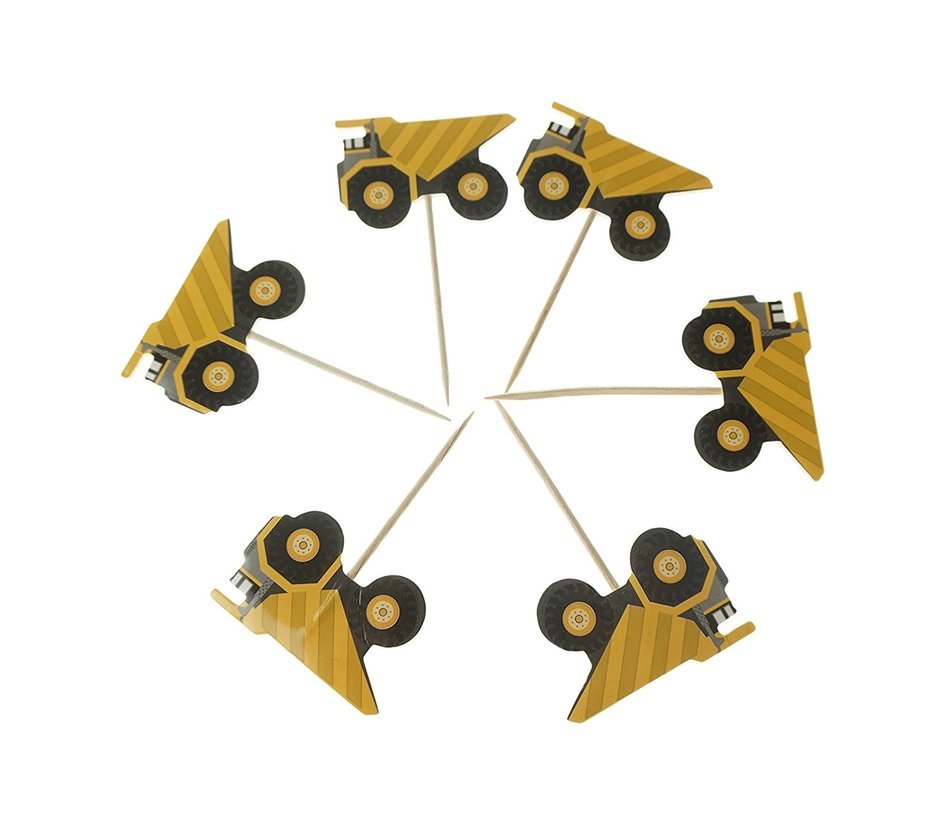 Bilipala 24pcs Automobile Tractor Cupcake Toppers Picks, Puffy Picks, Cake Decoration N4