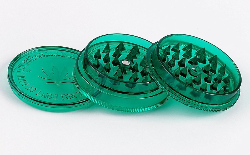 3-Part Acrylic Grinder with Magnet Solid Colored Cover (Green) N15