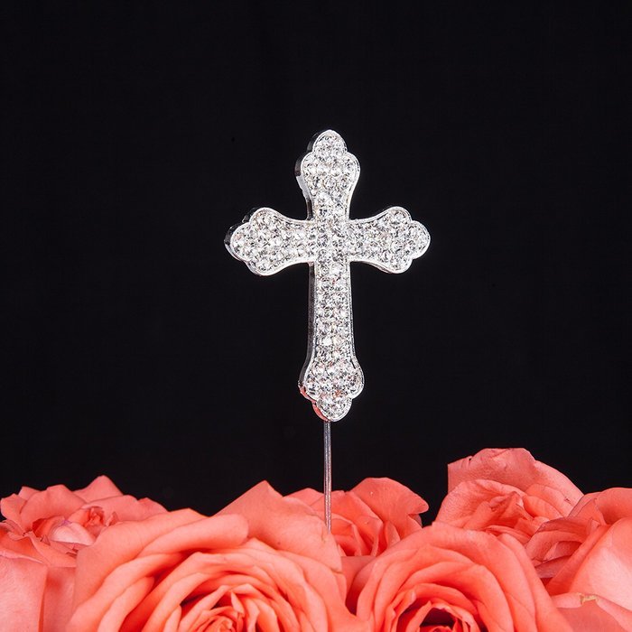 LOVENJOY Gift Box Pack Cross Rhinestone Crystal Cake Top Topper for Wedding Religious Baptism Christening First... N2