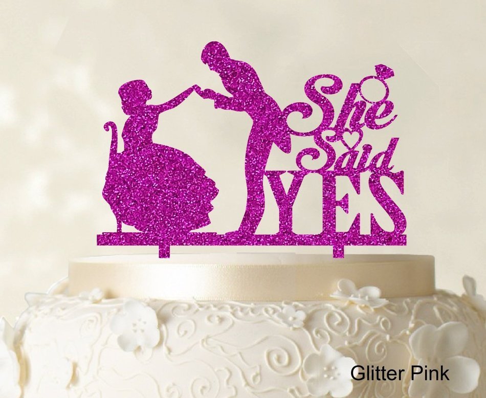 She Said Yes Wedding Cake Topper Custom Name Cake Topper Color Option Available 6"-7" Inches Wide N8